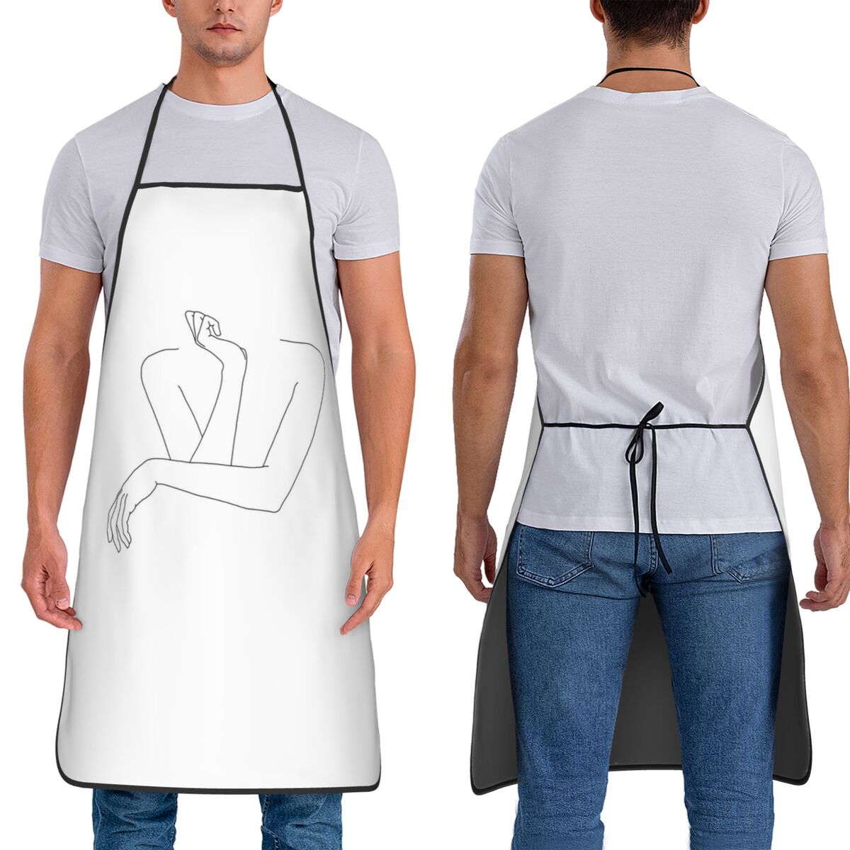 Kitchen Baking Drawing - Фартук-нагрудник без рукавов с линейным рисунком